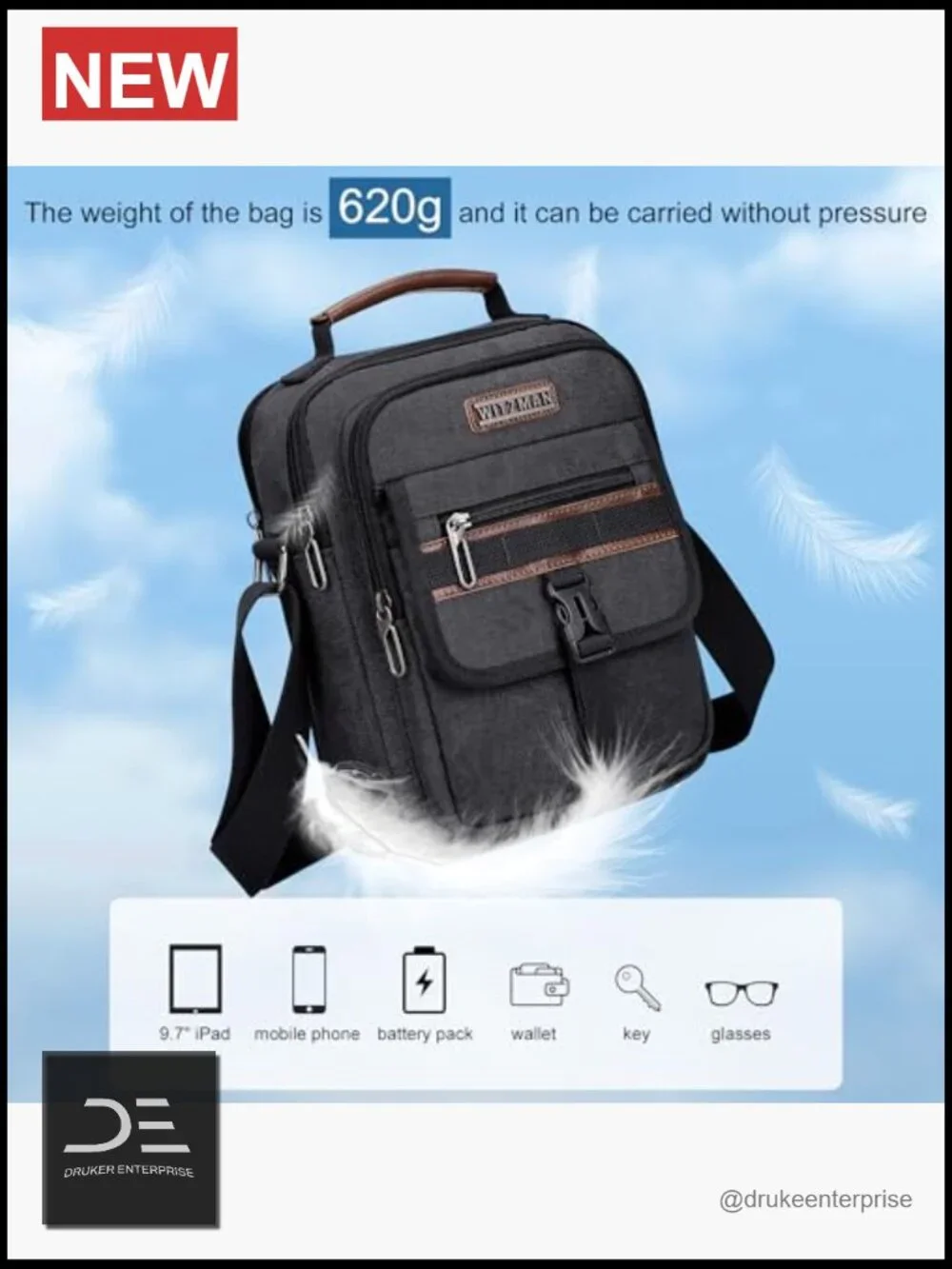 Crossbody Canvas Messenger Bag for Men Vintage Shoulder Bag Work Travel